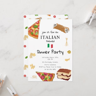 Convites Tema de Jantar de Pizza e Massa de Comida Italiana