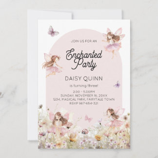 Convites Tema de Jardim de Fadas para Aniversário de Menina