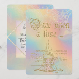 Convites Tema De Leite Dourado Castelo Sobre Arco-Íris