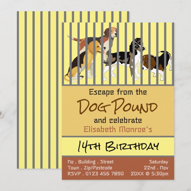 Convites Tema de Libra Cão, Festa de aniversário de Sala de (Frente/Verso)