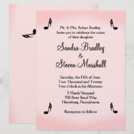 Convites Tema de Música Rosa Casamento