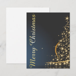 Convites Tema de Natal Azul com Árvore de Natal ouro