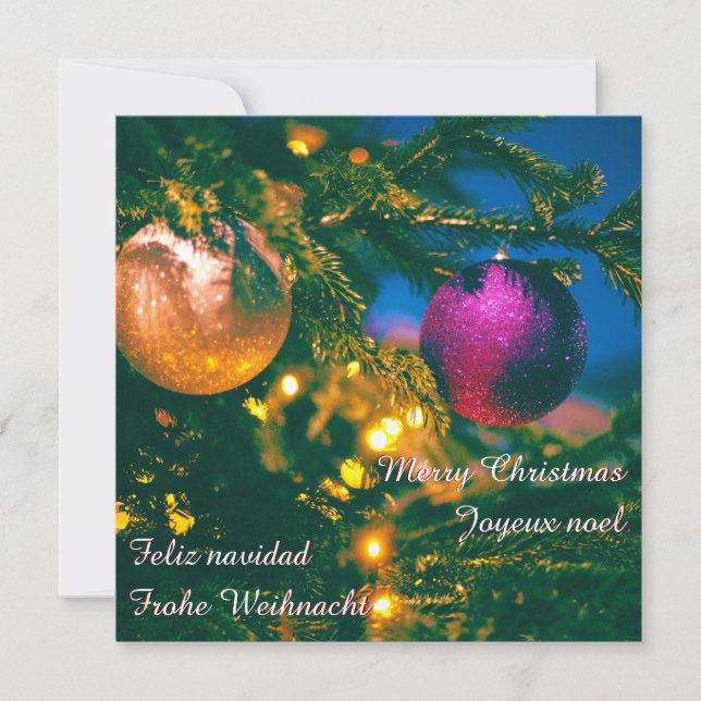 Convites Tema de Natal com 2 bolas de Natal... (Frente)