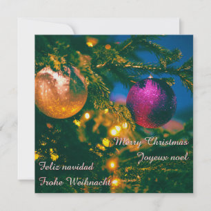 Convites Tema de Natal com 2 bolas de Natal...