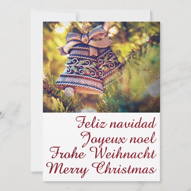 Convites Tema de Natal com dois sinos (Frente)