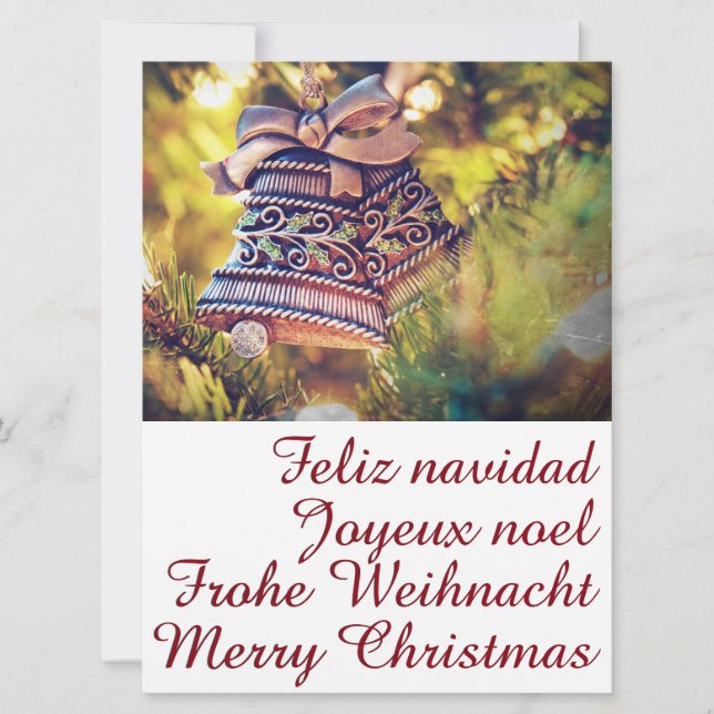 Convites Tema de Natal com dois sinos (Frente)