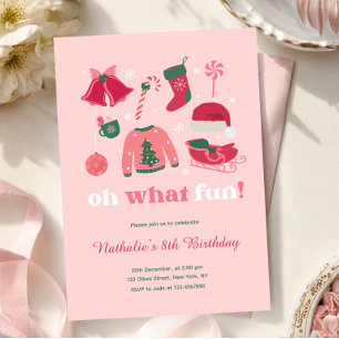 Convites Tema de Natal Cor-de-Rosa para Meninas Lindas