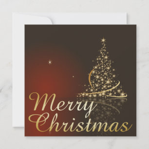 Convites Tema de Natal Vermelho com árvore de Natal dourada