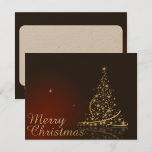 Convites Tema de Natal Vermelho com árvore de Natal ouro