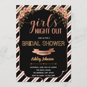 Convites tema de Noite das Garotas em Rose Gold