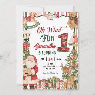 Convites Tema de Papai Noel Oh Que Diversão Primeiro Aniver