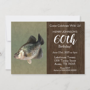 Convites Tema de Pesca de Crappie 60ª Festa de aniversário