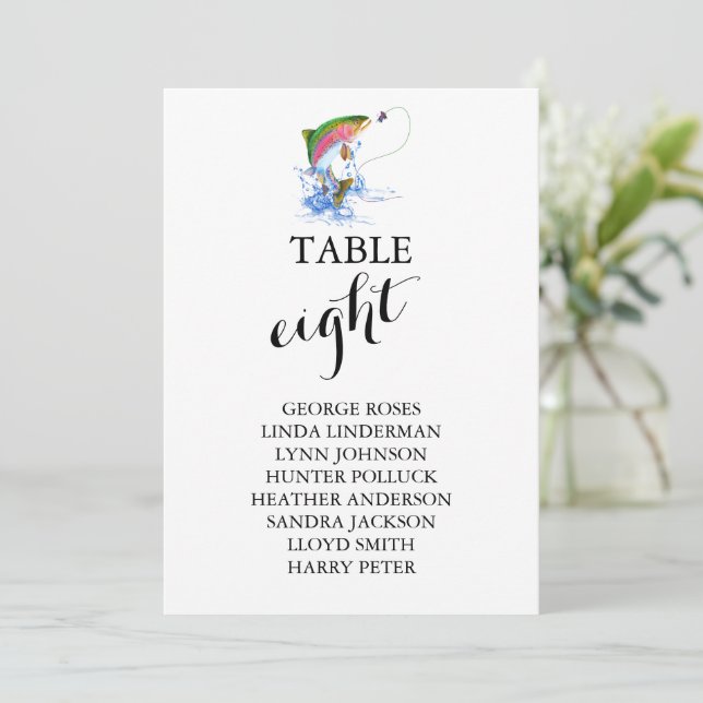 Convites Tema de Pesca de Truta Arco-íris (Em pé/Frente)