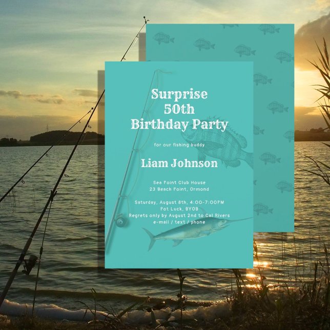 Convites Tema de Pesca Festa de Aniversário Surpresa dele (Criador carregado)