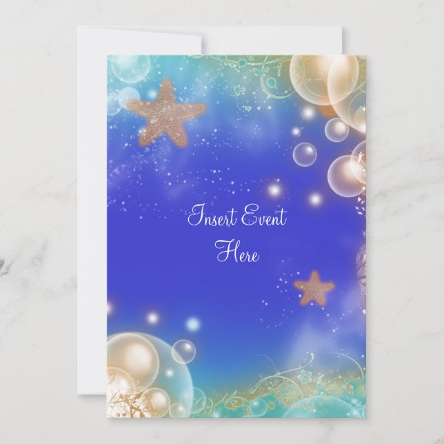 Convites "Tema de praia" elegante casamento noivado anivers (Frente)