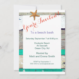 Convites Tema de Praia Estrela do Mar Casamento Rústico