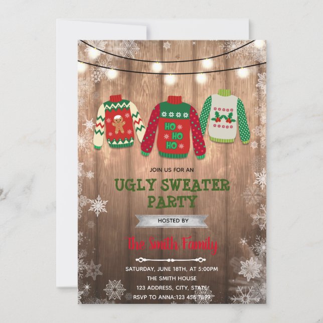 Convites tema de suéter feio de Natal (Frente)