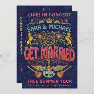 Convites Tema de Tíquete de Concertação de Banda Retro Casa