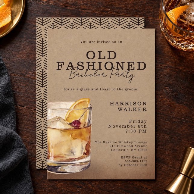 Convites Tema de uísque Despedida de Solteiro Old Fashioned (Criador carregado)