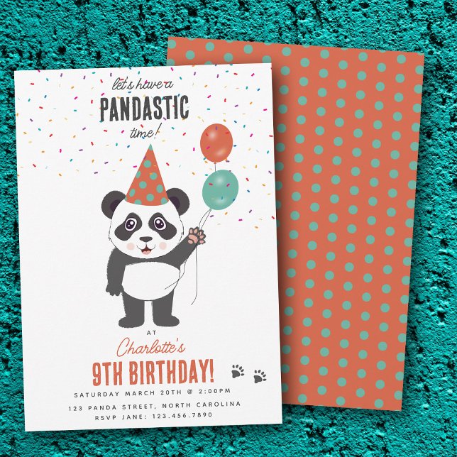 Convites Tema de Urso Panda Fofo Kawaii para Aniversário de (Cute Panda Bear Theme Kawaii Kids Birthday Party Invitation)