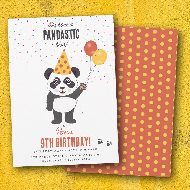Convites Tema de Urso Panda Fofo Kawaii para Aniversário de (Cute Panda Bear Theme Kawaii Kids Birthday Party Invitation)