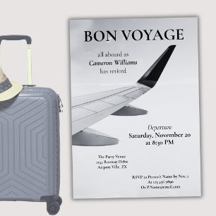 Convites Tema de Viagem de Aposentadoria Avião Moderno Boa 
