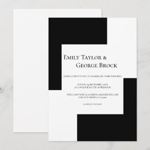 Convites Tema De Xadrez Preto E Branco Simples Casamento Mo
