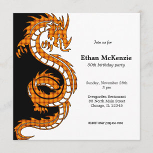 Convites Tema do aniversário do dragão de Yin Yang