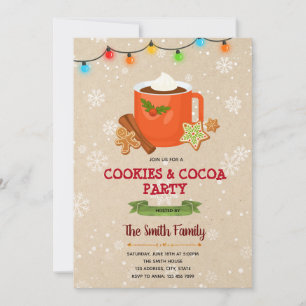 Convites Tema do cacau rosa de Natal e biscoitos