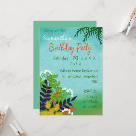 Convites Tema do Céu Azul do Jardim Verde de Aniversário