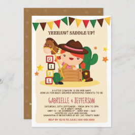 Convites Tema do Chá de fraldas da Garotinha Rústica e Boni