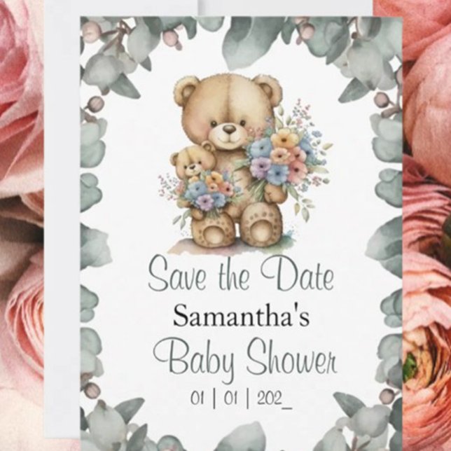 Convites Tema do Chá de fraldas do Bear Boy Teddy (Celebrate your little one's arrival with our adorable teddy bear baby shower invitation!)