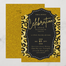 Convites Tema do Chá de panela Dourado Preto Glitz
