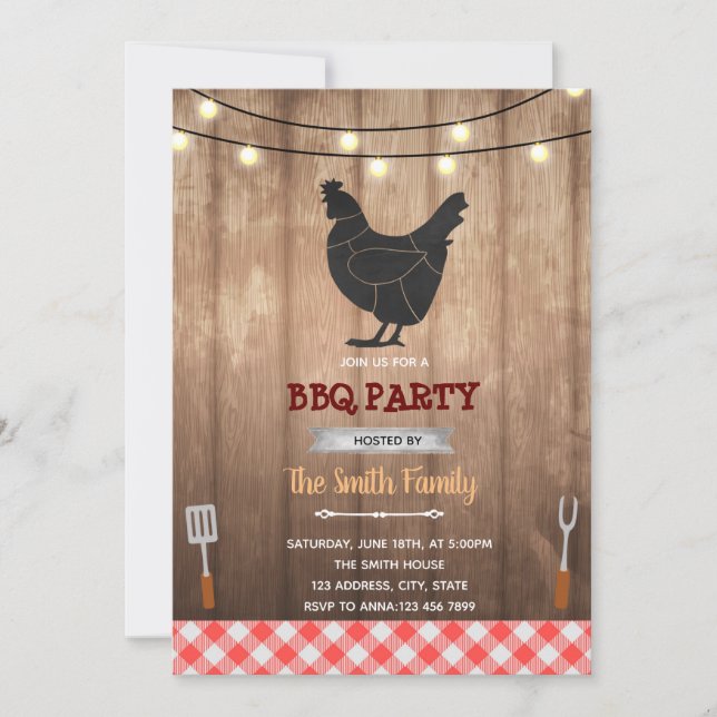 Convites Tema do churrasco de frango russo (Frente)