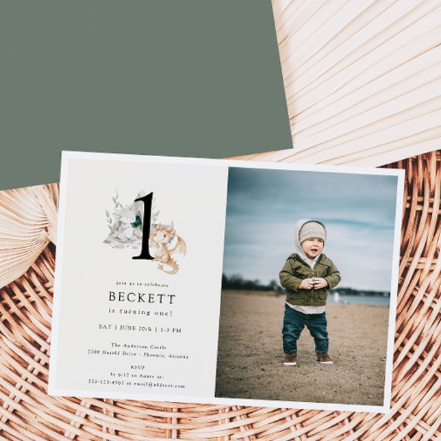 Convites Tema do Dragão em Cute Foto da Primeira Festa de a (Criador carregado)