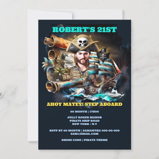 Convites Tema do filme tema pirata sobre sono de halloween (Frente)