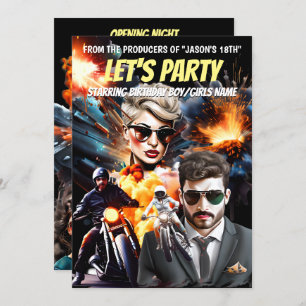 Convites Tema do filme vilões heróis ação aventura