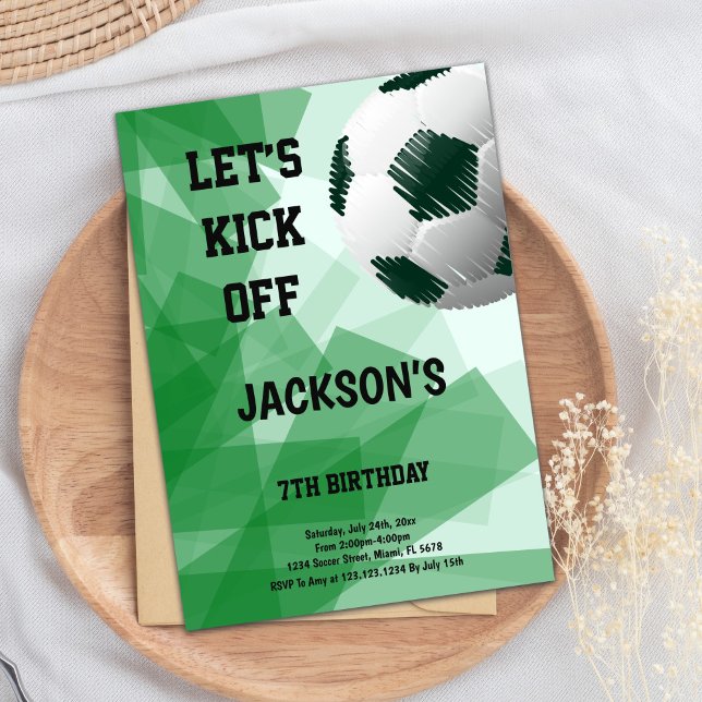 Convites Tema do futebol artístico (Pen Drew Ball Soccer Birthday Invitations)