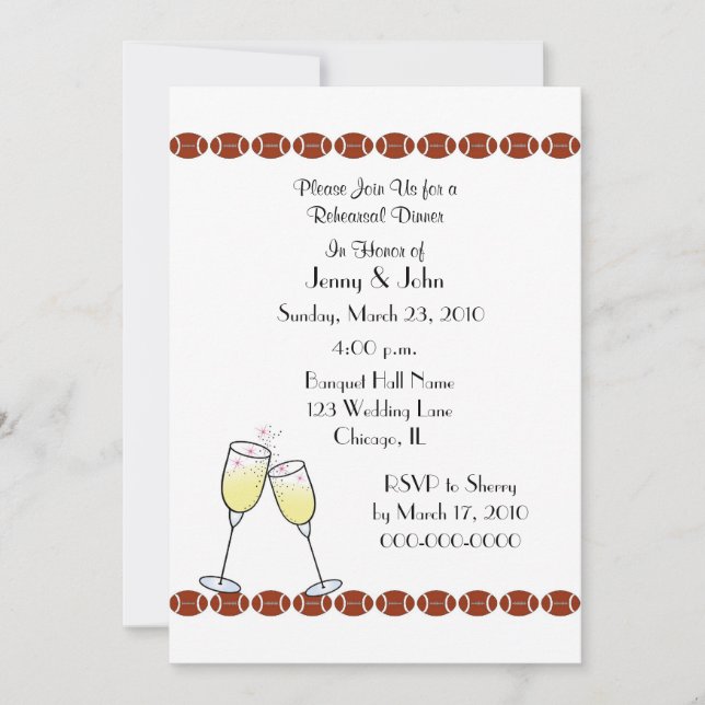 Convites Tema do futebol do jantar de ensaio (Frente)