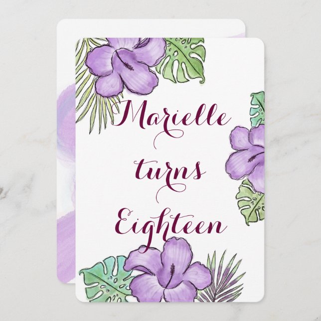 Convites Tema do Havaí (Frente/Verso)