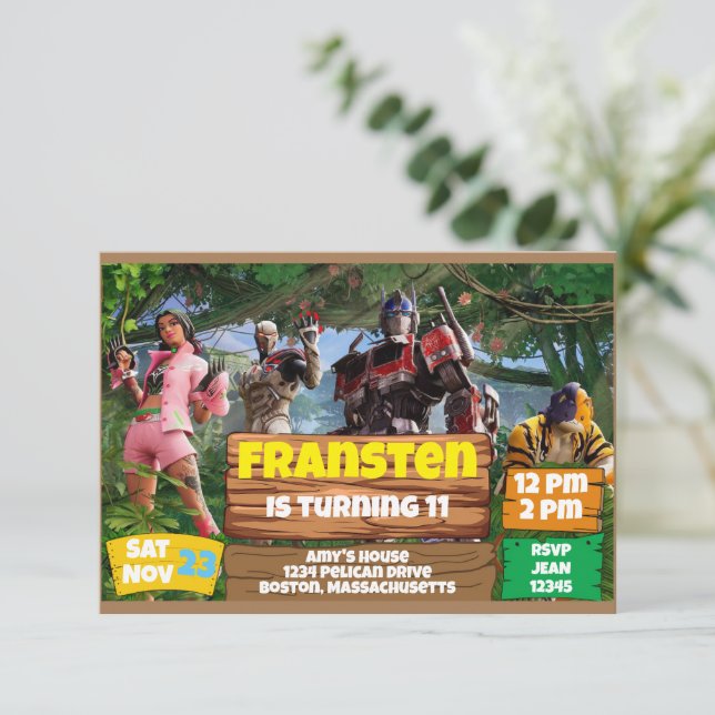 Convites Tema do jogo (Em pé/Frente)