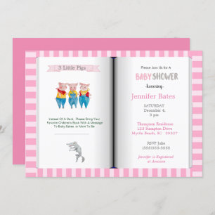 Convites Tema do Livro Três Pequenos Porcos Chá de fraldas