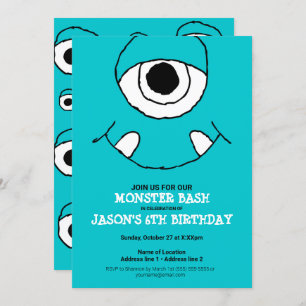 Convites Tema do Monstro Azul do Monstro do Bday Party