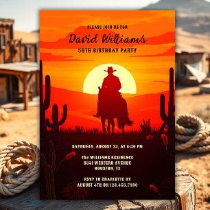 Convites Tema do País Western Cowboy 50ª Festa de aniversár
