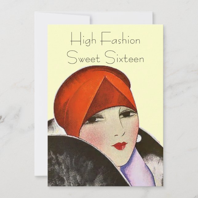 Convites Tema do partido do doce dezesseis da forma alta (Frente)