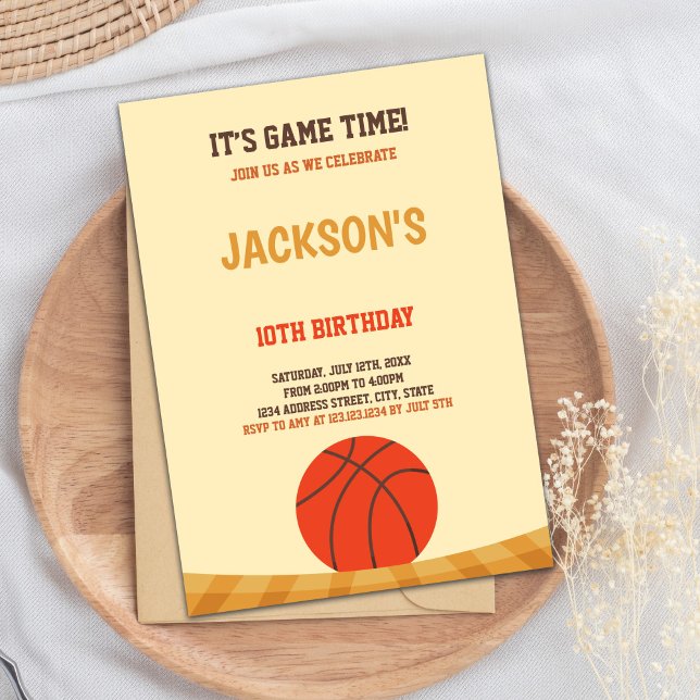 Convites Tema do Partido Esportivo (Yellow Brown Basketball Invitations)