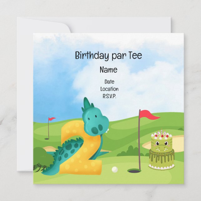 Convites Tema do segundo aniversário de Golfe para o Partid (Frente)