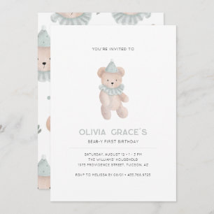 Convites Tema do Urso de Teddy Primeiro Aniversário