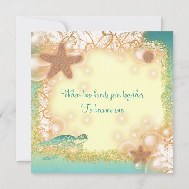 Convites Tema elegante do partido do casamento de praia do (Frente)