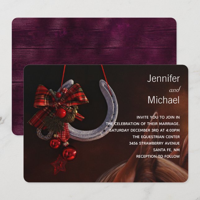 Convites Tema Equestre de Cavalete de Cavalos de Casamento (Frente/Verso)